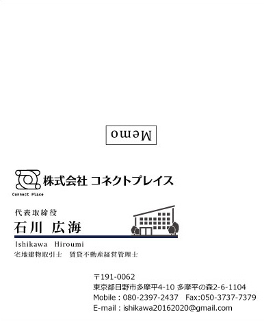 コネクトプレイス様 二つ折り名刺デザイン